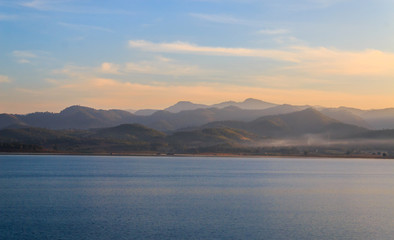 Fototapeta na wymiar scenery of lake and mountain