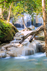Fototapeta na wymiar second level of Erawan Waterfall