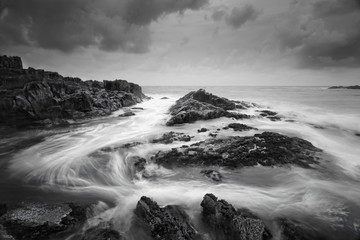Seascape with moody weather and swirling ocean flows