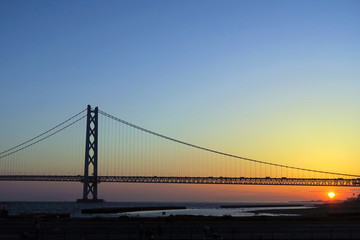 明石海峡大橋　夕陽
