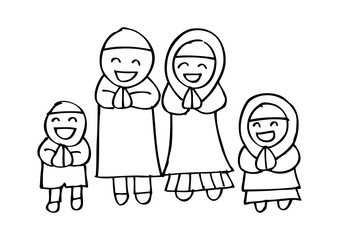 Muslim family cartoon