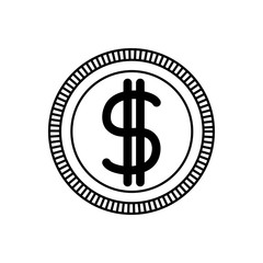 black silhouette of money coin icon vector illustration