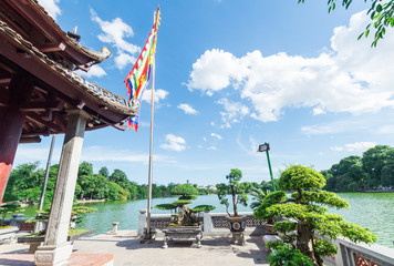 Temple of the Jade Mountain on Hoan Kiem Lake in Hanoi, Vietnam.
