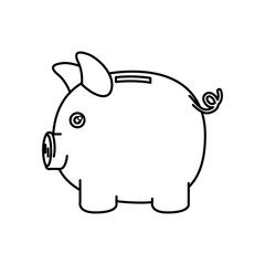 black silhouette of moneybox in shape of pig vector illustration