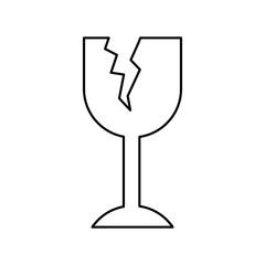 black silhouette with fragile packaging symbol broken wine glass vector illustration