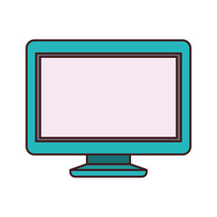 white background with lcd monitor aquamarine and black contour vector illustration