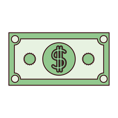 colorful silhouette of dollar bill and black contour vector illustration