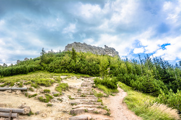 Hiking trail in mountains, landscape