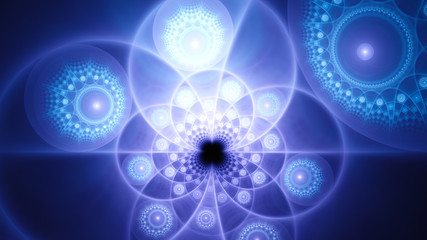 Exotic flower with large petals. 3D surreal illustration. Sacred geometry. Mysterious psychedelic relaxation pattern. Fractal abstract texture. Digital artwork graphic astrology magic