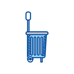 blue contour of shopping basket with wheels vector illustration