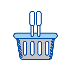 blue contour of plastic shopping basket vector illustration