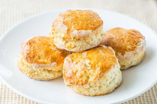 Close Up View of Homemade Homemade Cheese Scones on the Plate
