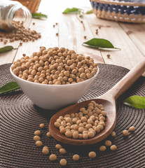 Soya beans inside a white container
