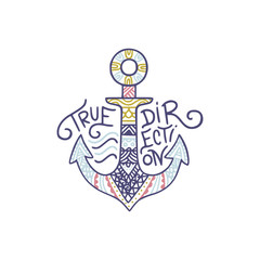 Obraz premium Hand drawn anchor with lettering