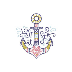 Hand drawn anchor with lettering