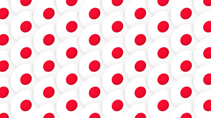 Red dots on white glume circles abstract background
