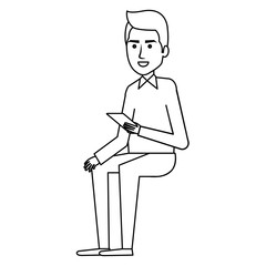 businessman with smartphone avatar character icon vector illustration design