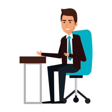 businessman in workplace avatar character icon vector illustration design