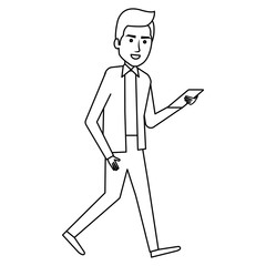 businessman with smartphone avatar character icon vector illustration design