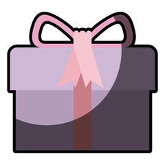 colorful gift box with decorative ribbon and topknot with half shadow vector illustration