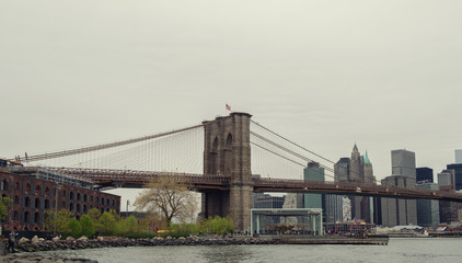 View of Brooklyn Bridge and Manhattan skyline