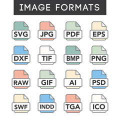 Image format icons - PNG, JPG, EPS, PDF, SVG