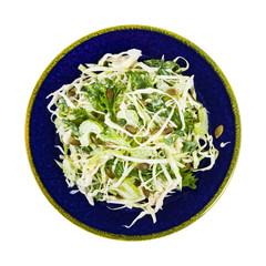 Coleslaw Cabbage Salad with Pumpkin Seeds. Selective focus.
