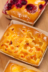 Summer Apricot Mango Small Cake. Selective focus.