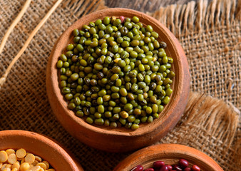 Green beans in clay pot