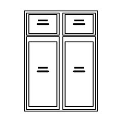 furniture closet door front outline vector illustration