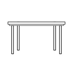 wooden table furniture ornament outline vector illustration