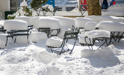 The aftermath of a winter blizzard, Bryant Park, New York.