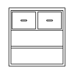 office cabinet shelf close empty handle outline vector illustration