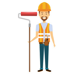 construction workman avatar character vector illustration design