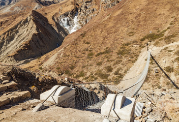 Most wiszący, Treking dookoła Annapurny, Himalaje, Nepal