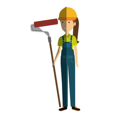 construction worker woman avatar character vector illustration design