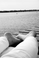 BlackWhite feet brake sea