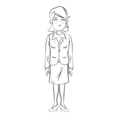 cartoon character businesswoman standing with formal clothes vector illustration