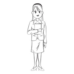 cartoon character businesswoman standing with formal clothes vector illustration