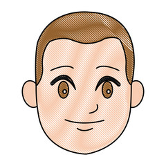 cartoon head young man smile expression vector illustration