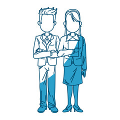 man and woman business people work vector illustration