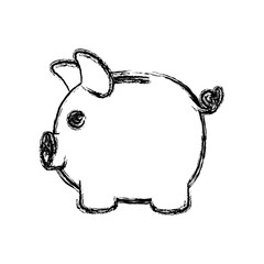 monochrome blurred silhouette of moneybox in shape of pig vector illustration