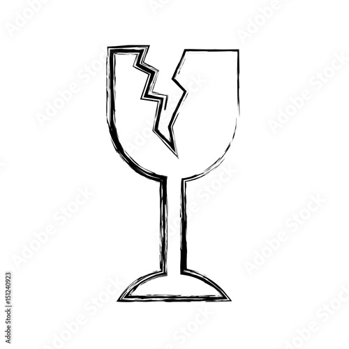 "monochrome blurred silhouette of fragile packaging symbol broken wine