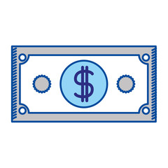 blue contour of dollar bill vector illustration
