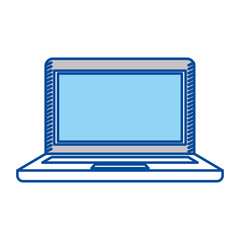 blue contour of laptop computer vector illustration