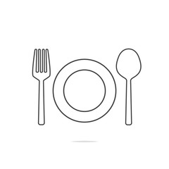 Fork plate spoon line icon vector