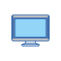 blue contour of lcd monitor vector illustration