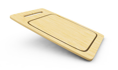 Wooden Cutting Board on a White Background 3D Rendering
