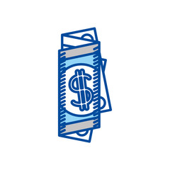 blue contour of folded bill in many parts vector illustration