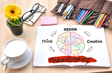 Brainstorming with Big idea creative, design, think concept.